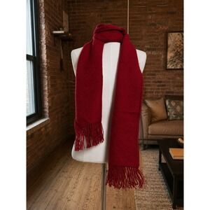 Alpaca Connection Red Alpaca Blend Fringe Scarf Peru Winter Layer Boho‎ Gorpcore